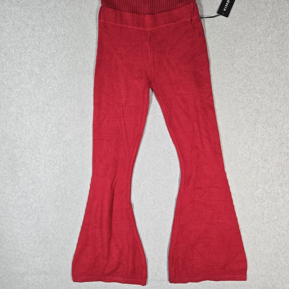 KIMBERLY C Women Pants S Red Knit YP70045 Flare Leg NWT